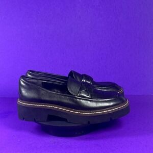 Nordstroms Black Leather Lug Sole Loafers Women's Shoe Size 6.5